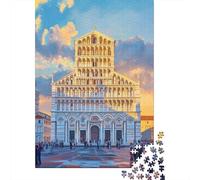 Puzzle Per Adolescenti 1000 Pisa Leaning Tower Painting Puzzle Per Adulti Giochi Per Famiglie Assemblaggio Di Modelli Aiuta L'esercizio Del Cervello 52x38cm/1000pcs