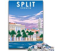 Puzzle per adolescenti 1000 poster della città di Spalato, Croazia, puzzle da 1000 pezzi, antistress, per ammazzare il tempo, lista dei desideri con Babbo Natale (26x38cm)