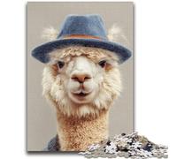 Puzzle per adolescenti 1000 puzzle Alpaca che indossa un cappello per gioco educativo Sfida Giocattolo Offerta come regalo per tutta la famiglia 26x38cm