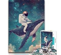 Puzzle per adolescenti 1000 puzzle Astronauta a cavallo di una balena, gioco per famiglie antistress, sfida difficile, rafforza l'amore tra coppie, 38x26cm