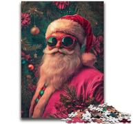 Puzzle per adolescenti 1000 puzzle Babbo Natale con gli occhiali aiuta il cervello a esercitare giocattoli avvincenti per coltivare la pazienza adatti alle coppie 50x75cm
