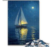Puzzle per adolescenti 1000 puzzle Barca a vela sotto il cielo stellato, antistress con pezzi completamente incastrati di forma casuale per ragazzi dai 14 anni in su dimensioni 26x38cm