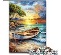 Puzzle per adolescenti 1000 puzzle Barca sulla spiaggia, attività per famiglie, decorazioni per la casa uniche e regali per età 14+ dimensioni 26x38cm