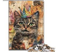 Puzzle per adolescenti 1000 puzzle Buon compleanno gatto, aiuta il cervello a esercitare giocattoli avvincenti per coltivare la pazienza Decorazione perfetta dimensioni 26x38cm