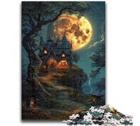 Puzzle per adolescenti 1000 puzzle Castello sotto la luna Difficili da completare ma divertenti e spiritosi Regalo di compleanno, regali, arte murale 38x26cm