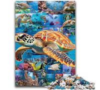 Puzzle per adolescenti 1000 puzzle collage di tartarughe per età 14 anni e oltre giochi per famiglie regali di Natale per donne 26x38cm