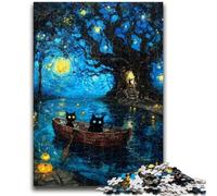 Puzzle per adolescenti 1000 puzzle con gatto nero, gioco stimolante e gioco per famiglie, regali di Babbo Natale segreto 26x38cm