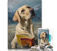 Puzzle per adolescenti 1000 puzzle con Golden Retriever da leggere, gioco stimolante e gioco per famiglie, regalo di compleanno, regali, arte murale 50x75cm