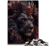 Puzzle per adolescenti 1000 puzzle con il volto del Re Leone Nero, difficili da completare ma divertenti e spiritosi, regalo di compleanno, regali, decorazioni murali 38x26cm