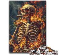 Puzzle per adolescenti 1000 puzzle con teschio di fiamma, difficili da completare ma divertenti e spiritosi, regalo di compleanno, regali, decorazioni murali 38x26cm
