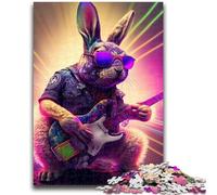 Puzzle per adolescenti 1000 puzzle Coniglio Chitarra Animale Aiuta il cervello Esercita Giocattoli avvincenti per coltivare la pazienza Decorazione da parete 26x38cm