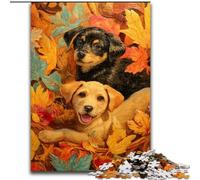 Puzzle per adolescenti 1000 puzzle Cuccioli tra le foglie cadute, giocattolo educativo intellettuale decomprimente, regalo di compleanno, regali (dimensioni 26x38cm)