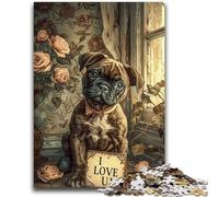 Puzzle per adolescenti 1000 puzzle Cucciolo alla finestra Allena il cervello e le mani Interazione genitore-figlio per età 14+ 38x26cm