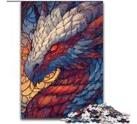 Puzzle per adolescenti 1000 puzzle Drago in vetro colorato, attività per famiglie, decorazioni per la casa uniche e regali per età 14+ dimensioni 26x38cm