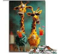 Puzzle per adolescenti 1000 puzzle Due giraffe, aiutano il cervello a esercitare Giocattoli avvincenti per coltivare la pazienza Decorazione perfetta dimensioni 26x38cm