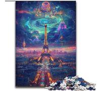 Puzzle per adolescenti 1000 puzzle Eiffel psichedelico, antistress con pezzi completamente incastrati di forma casuale per ragazzi dai 14 anni in su dimensioni 26x38cm