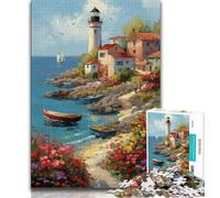 Puzzle per adolescenti 1000 puzzle Faro sul mare, gioco per famiglie antistress sfida difficile rafforza l'amore tra coppie 75x50cm