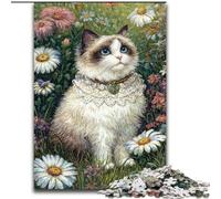 Puzzle per adolescenti 1000 puzzle gatto e fiori, aiuta il cervello a esercitare giocattoli avvincenti per coltivare la pazienza decorazione perfetta dimensioni 26x38cm