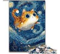 Puzzle per adolescenti 1000 puzzle Gatto sotto il cielo notturno, antistress con pezzi completamente incastrati di forma casuale per ragazzi dai 14 anni in su dimensioni 50x75cm