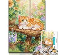 Puzzle per adolescenti 1000 puzzle Girasole Gatto, difficili da completare ma divertenti e divertenti, regali unici per compleanni e compleanni (75x50cm)
