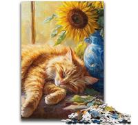 Puzzle per adolescenti 1000 puzzle Girasoli e gatti Giochi educativi Decorazione per la casa Collezione di artisti, Belle arti 26X38CM