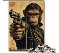 Puzzle per adolescenti 1000 puzzle Gorilla che spara, gioco per famiglie antistress, sfida difficile, rafforza l'amore tra coppie (dimensioni 50x75cm)