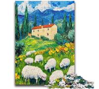 Puzzle per adolescenti 1000 puzzle Gregge di pecore Dipinto a olio Difficile Regali per amici e familiari Adatto per E 14 26x38cm