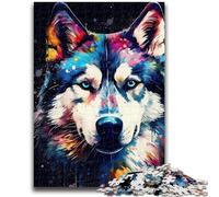 Puzzle per adolescenti 1000 puzzle Husky colorati aiutano il cervello ad allenarsi giocattoli avvincenti per coltivare la pazienza adatti alle coppie 26x38cm