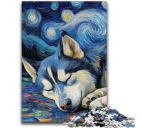 Puzzle per adolescenti 1000 puzzle Husky Night Sky difficili da completare ma divertenti e spiritosi, regali unici per compleanni e compleanni 26x38cm