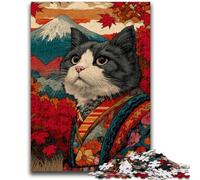 Puzzle per adolescenti 1000 puzzle in stile giapponese con gatto per gioco educativo, regalo per tutta la famiglia, 26x38cm