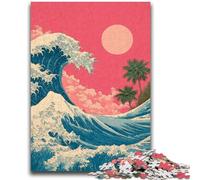 Puzzle per adolescenti 1000 puzzle in stile giapponese con onde, gioco intellettuale per la decorazione della casa, per età dai 14 anni in su, 50x75cm