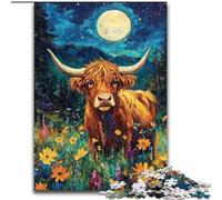 Puzzle per adolescenti 1000 puzzle mucca delle Highland dipinto a olio, aiuta il cervello a esercitare giocattoli avvincenti per coltivare la pazienza decorazione perfetta dimensioni 26x38cm