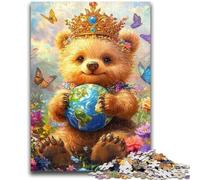 Puzzle per adolescenti 1000 puzzle Orsetto che tiene in mano la Terra Allena il tuo cervello e le tue mani Interazione genitore-figlio per età 14+ 38x26cm