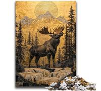 Puzzle per adolescenti 1000 puzzle per adulti con alce dorato, antistress, per trascorrere il tempo libero durante le vacanze e per l'interazione genitore-figlio (50x75cm)