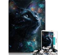 Puzzle per adolescenti 1000 puzzle per adulti con cielo stellato e gatto nero,stimolanti giochi di attività per famiglie,giocattolo fai da te per decorare la casa e decorare le pareti (38x26cm)