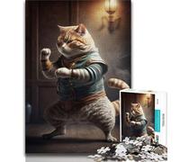 Puzzle per adolescenti 1000 puzzle per adulti con gatti Kung Fu antistress per ammazzare il tempo durante le vacanze interazione genitore-figlio 38x26cm