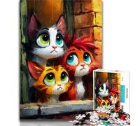 Puzzle per adolescenti 1000 puzzle per adulti con tre gatti antistress per ammazzare il tempo durante le vacanze interazione genitore-figlio 75x50cm