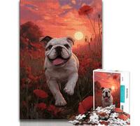 Puzzle per adolescenti 1000 puzzle Poppy Bulldog inglese, giocattoli educativi per l'apprendimento, giochi per famiglie adatti per la decorazione della scrivania (75x50cm)