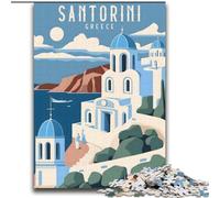 Puzzle per adolescenti 1000 puzzle Santorini Grecia Viaggio, apprendimento educativo è ideale come regalo per tutta la famiglia 75x100cm