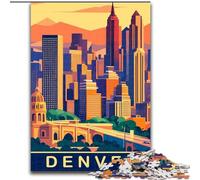 Puzzle per adolescenti 1000 puzzle Skyline di Denver, adatti a persone dai 14 anni in su, giochi educativi, regali di Babbo Natale segreto, 26x38cm