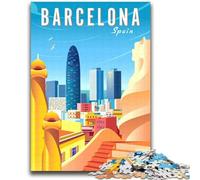 Puzzle per adolescenti 1000 puzzle Spagna Barcellona Viaggi Arte Aiuta il cervello Esercita giocattoli avvincenti per coltivare la pazienza Decorazione da parete (dimensioni 38x52cm)