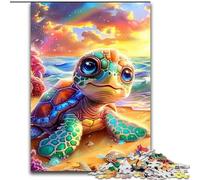 Puzzle per adolescenti 1000 puzzle Tartaruga sulla spiaggia, gioco per famiglie antistress, sfida difficile, un'opera d'arte per bambini dai 14 anni in su (dimensioni 50x75cm)