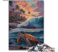Puzzle per adolescenti 1000 puzzle Tartaruga sulla spiaggia, gioco per famiglie antistress, sfida difficile, un'opera d'arte per bambini dai 14 anni in su (dimensioni 26x38cm)