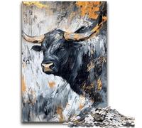 Puzzle per adolescenti 1000 puzzle Toro nero e oro difficili da completare ma divertenti e divertenti, regali unici per compleanni e compleanni 26x38cm