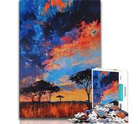 Puzzle per adolescenti 1000 puzzle Tramonto sulla prateria africana, gioco stimolante e gioco per famiglie, regalo di compleanno, regali, arte murale 38x26cm