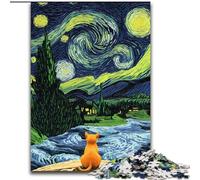 Puzzle per adolescenti 1000 puzzle Van Gogh Night Sky Cat, aiuta il cervello a esercitare giocattoli avvincenti per coltivare la pazienza decorazione perfetta dimensioni 26x38cm