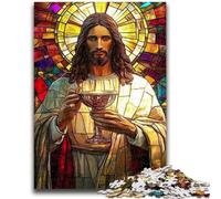 Puzzle per adolescenti 1000 puzzle Vetrate Gesù Allena il tuo cervello e le tue mani Regali per amici e familiari 38x26cm