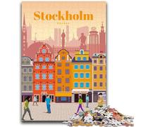 Puzzle per adolescenti 1000 puzzle Viaggio a Stoccolma Aiutano il cervello ad allenarsi Giocattoli avvincenti per coltivare la pazienza Adatto alle coppie (dimensioni 38x26cm)