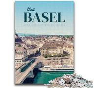 Puzzle per adolescenti 1000 puzzle Visita Basilea Aiuta il cervello ad allenarsi Giocattoli avvincenti per coltivare la pazienza Adatto alle coppie (dimensioni 38x26cm)