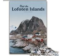 Puzzle per adolescenti 1000 puzzle Visita le isole Lofoten, gioco stimolante e gioco per famiglie, regalo di compleanno, regali, arte murale 38x26cm
